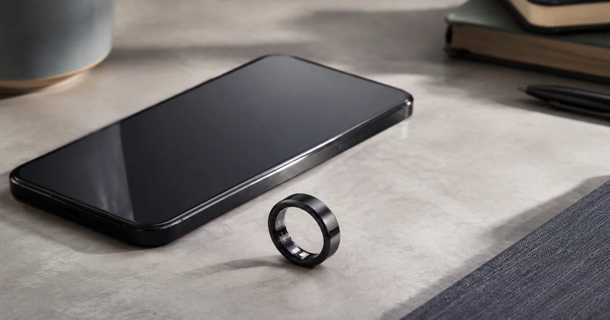 Smart ring with a blank phone suggesting white-label versus custom companion app paths