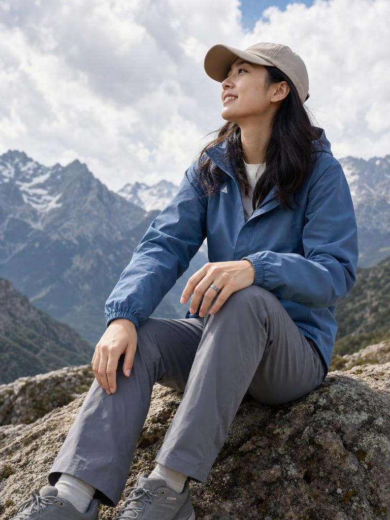 Woman hiking a mountain trail